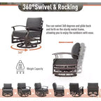 ALAULM Aluminum Patio Furniture Set 7-Seat Modern Metal Outdoor Conversation Sets w/Swivel Rocking Chairs Patio Sectional Sofa