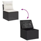 vidaXL Garden Sofa Set Black PE Rattan Large Modular Garden Sofa Set