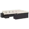 vidaXL Garden Sofa Set Black PE rattan Large UV-resistant