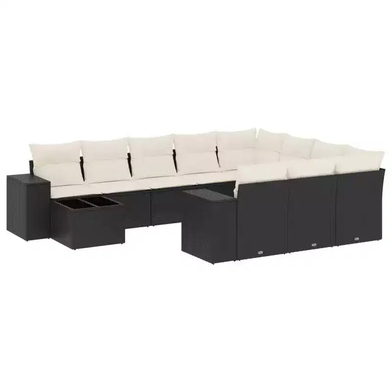 vidaXL Garden Sofa Set Black PE rattan Large UV-resistant