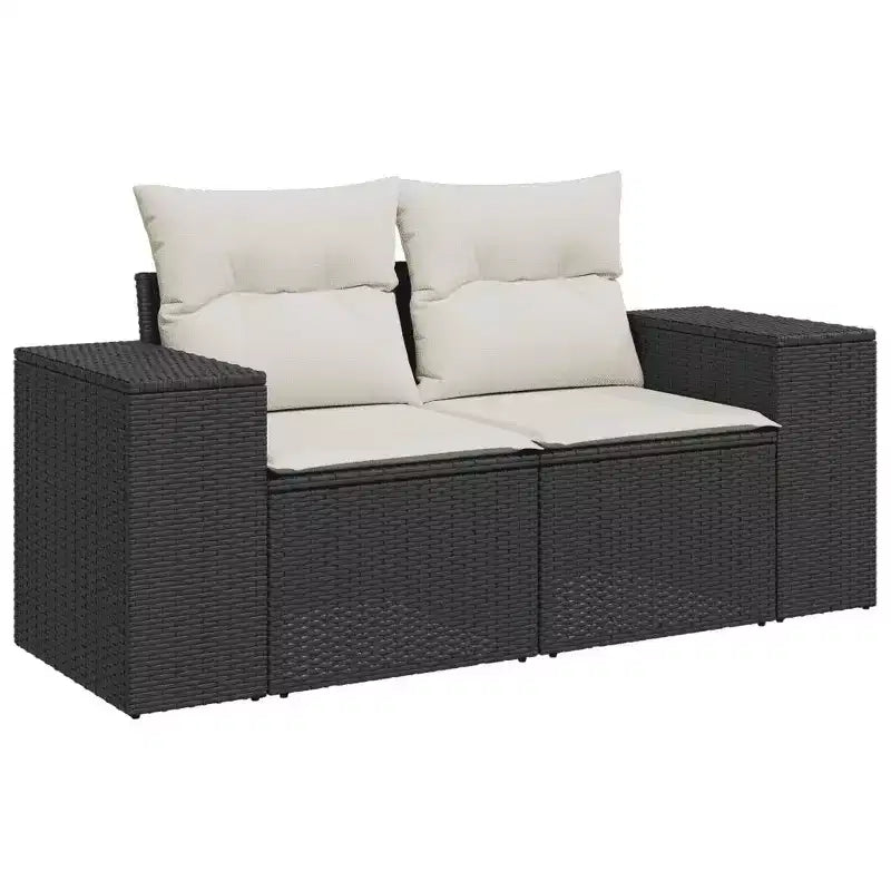 vidaXL Garden Sofa Set Black PE rattan Large UV-resistant