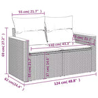 vidaXL Garden Sofa Set Grey PE rattan Large Adjustable Armrests