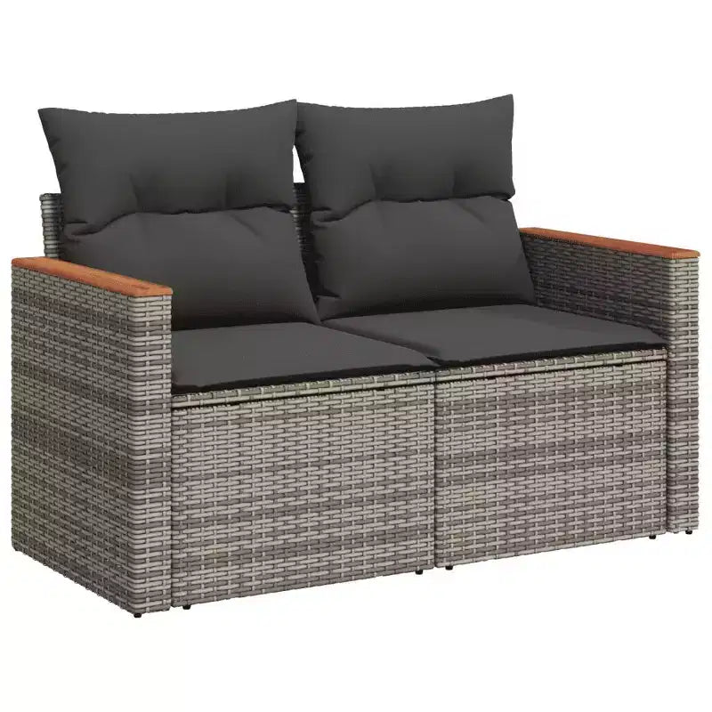 vidaXL Garden Sofa Set Grey PE rattan Large Adjustable Armrests
