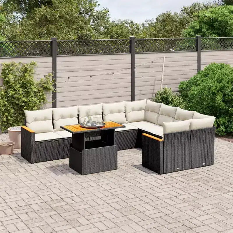 Set divano da giardino vidaXL nero con cuscini bianco crema