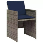 vidaXL Patio Dining Set with Cushions Garden Table and Chair Gray Poly Rattan