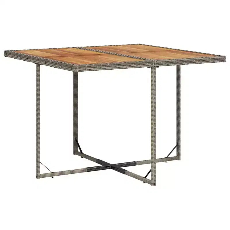 vidaXL Set da Pranzo da Giardino 11 pz con Cuscini Mobili da Giardino Esterni Rattan Sintetico Grigio, Piano in Legno di Acacia, Cuscini Blu Scuro