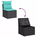 vidaXL 6 Piece Patio Sofa Set with Cushions Black Poly Rattan Acacia
