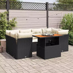 vidaXL Set divani da giardino in rattan PE, nero e bianco crema, piedini regolabili