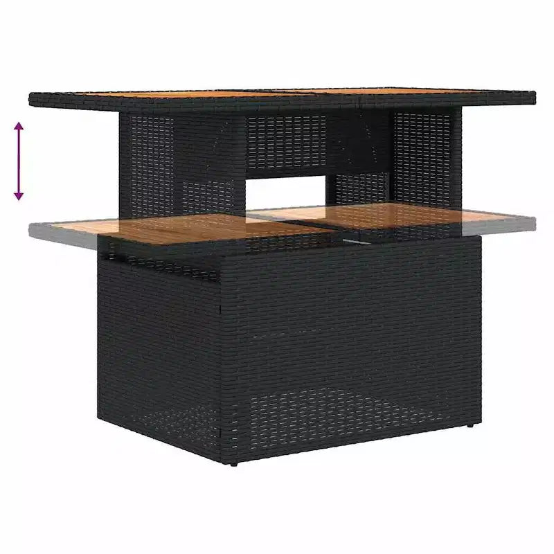 vidaXL Set divani da giardino in rattan PE, nero e bianco crema, piedini regolabili