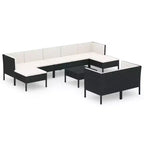 vidaXL Patio Lounge Set Outdoor Sectional Sofa Set Table Poly Rattan Black