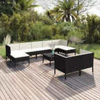 vidaXL Patio Lounge Set Outdoor Sectional Sofa Set Table Poly Rattan Black