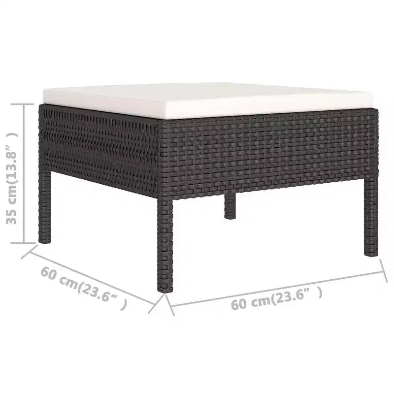 vidaXL Patio Lounge Set Outdoor Sectional Sofa Set Table Poly Rattan Black
