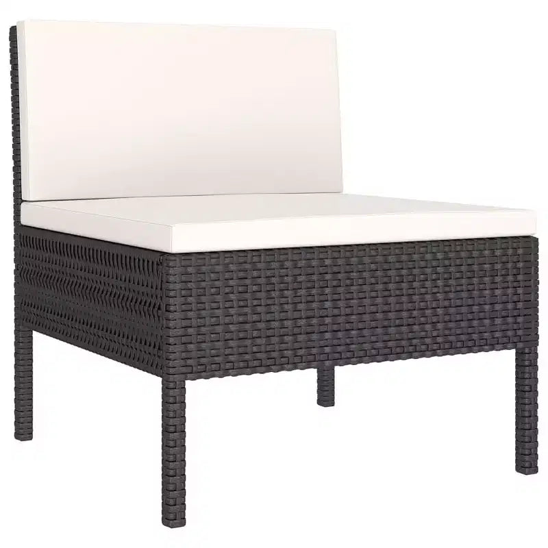 vidaXL Patio Lounge Set Outdoor Sectional Sofa Set Table Poly Rattan Black