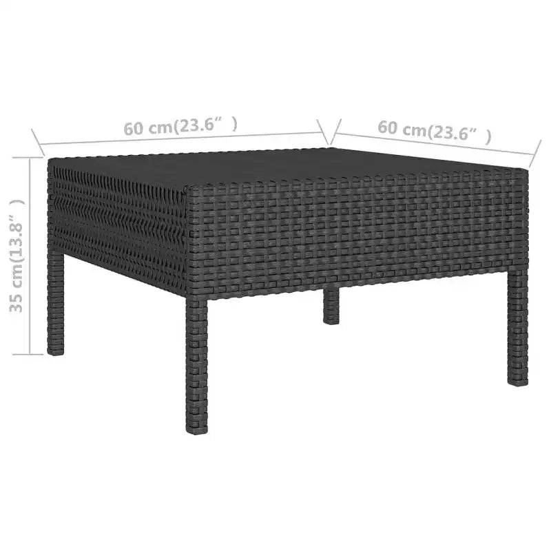 vidaXL Patio Lounge Set Outdoor Sectional Sofa Set Table Poly Rattan Black