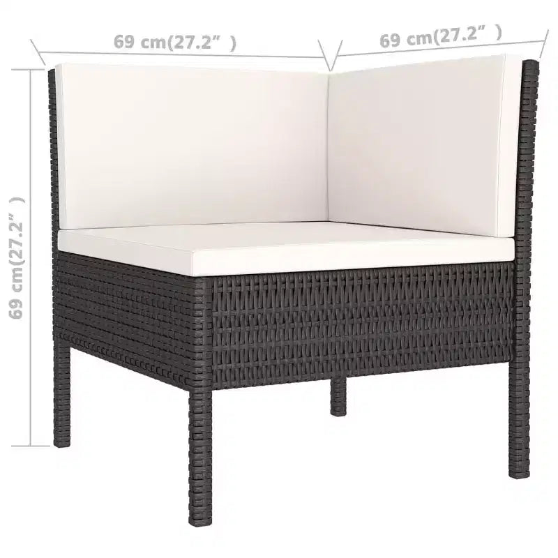 vidaXL Patio Lounge Set Outdoor Sectional Sofa Set Table Poly Rattan Black