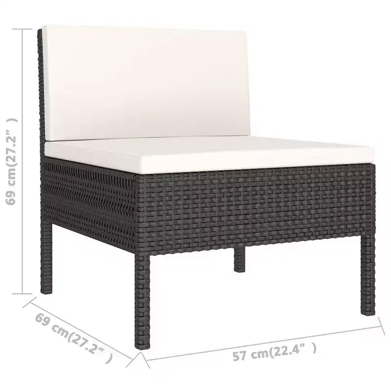 vidaXL Patio Lounge Set Outdoor Sectional Sofa Set Table Poly Rattan Black
