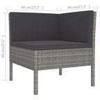 vidaXL Patio Lounge Set Outdoor Sectional Sofa Set with Table Poly Rattan Gray