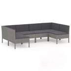 vidaXL Patio Lounge Set Outdoor Sectional Sofa Set Table Poly Rattan Gray