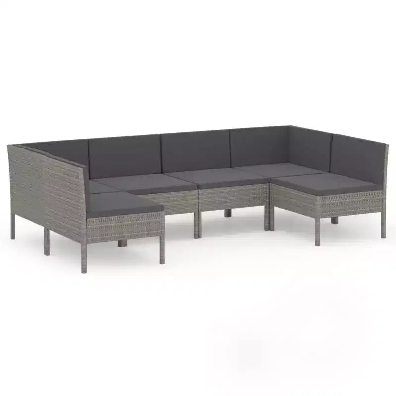 vidaXL Patio Lounge Set Outdoor Sectional Sofa Set Table Poly Rattan Gray