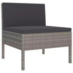 vidaXL Patio Lounge Set Outdoor Sectional Sofa Set Table Poly Rattan Gray