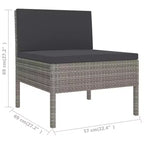 vidaXL Patio Lounge Set Outdoor Sectional Sofa Set Table Poly Rattan Gray