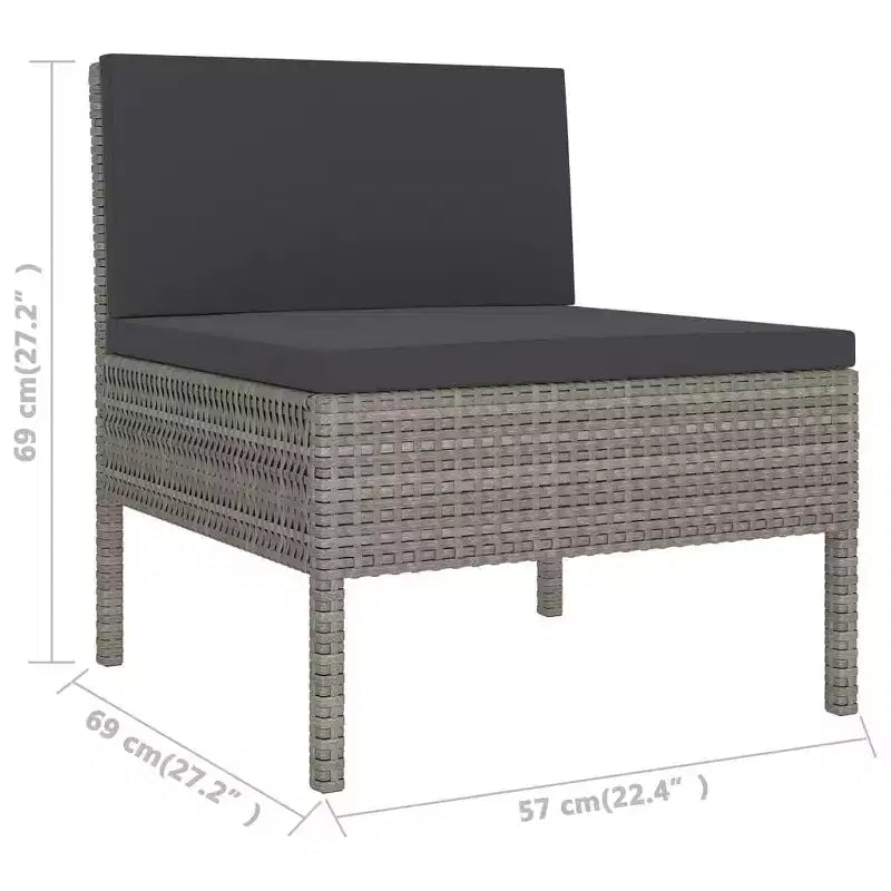 vidaXL Patio Lounge Set Outdoor Sectional Sofa Set Table Poly Rattan Gray