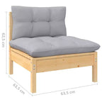 vidaXL Solid Pinewood Patio Lounge Set 5 Piece with Cushions - Brown and Gray