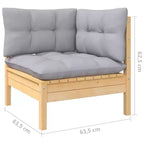 vidaXL 6 Piece Patio Lounge Set with Gray Cushions Solid Pinewood - Brown and Gray