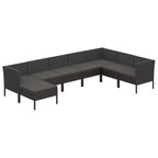 vidaXL 8 Piece Outdoor Lounge Set - Poly Rattan Patio Furniture with Cushions, Weather - Resistant, Easy Maintenance, Black.