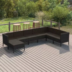 vidaXL 8 Piece Outdoor Lounge Set - Poly Rattan Patio Furniture with Cushions, Weather - Resistant, Easy Maintenance, Black.