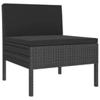 vidaXL 8 Piece Outdoor Lounge Set - Poly Rattan Patio Furniture with Cushions, Weather - Resistant, Easy Maintenance, Black.