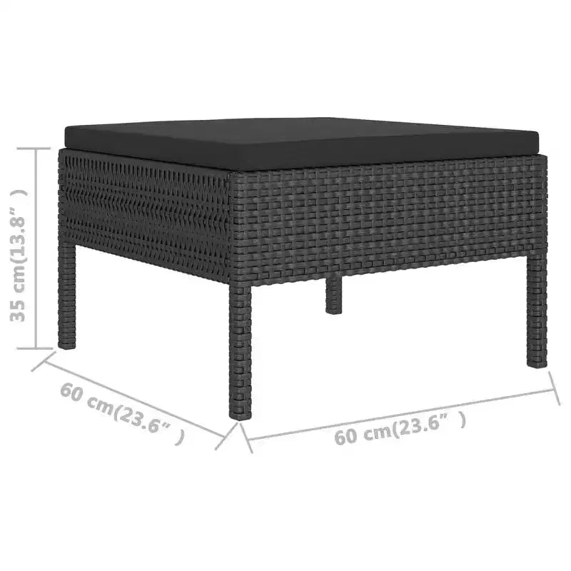 vidaXL 8 Piece Outdoor Lounge Set - Poly Rattan Patio Furniture with Cushions, Weather - Resistant, Easy Maintenance, Black.