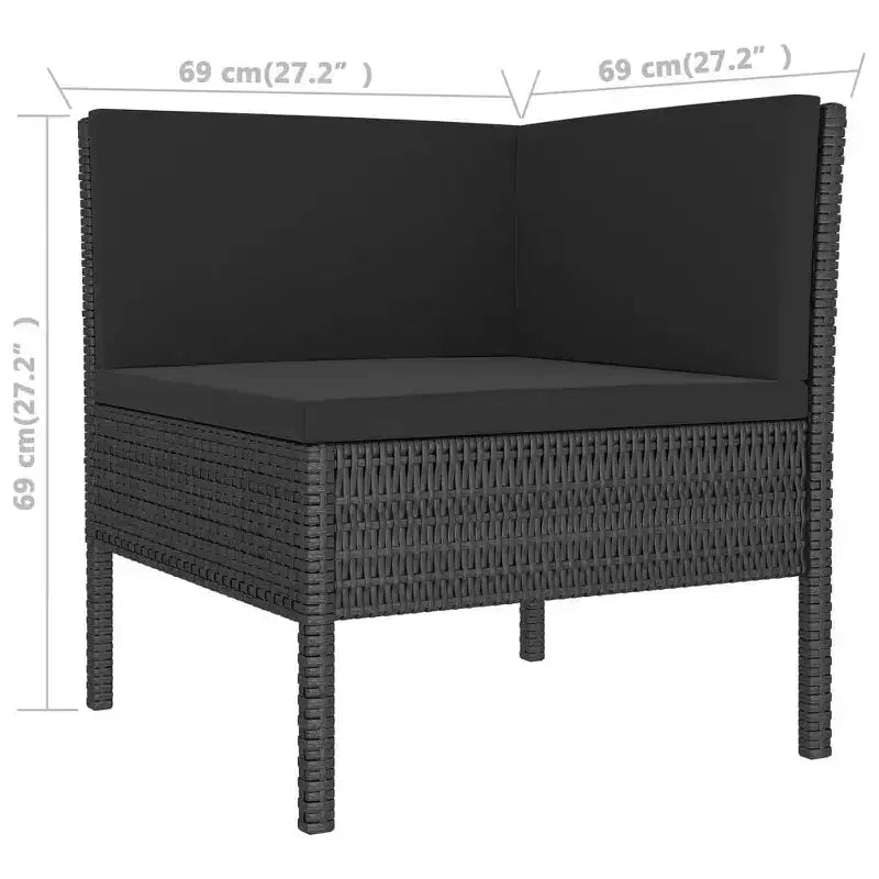 vidaXL 8 Piece Outdoor Lounge Set - Poly Rattan Patio Furniture with Cushions, Weather - Resistant, Easy Maintenance, Black.