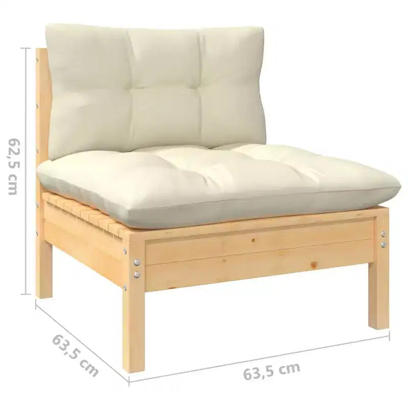 vidaXL 8 Piece Solid Pinewood Patio Lounge Set with Cream Cushions - Modular, Durable and Comfortable Outdoor Furniture for Gardens, Patios, Decks