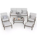 HAPPATIO 6 Piece Aluminum Patio Furniture Set, Outdoor Chairs with Ottomans and Loveseat, Outdoor Sofa with Cushions and Coffee Table(Gray)