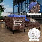 4 Pieces Patio Sectional Furniture PE Rattan loveseat Sofa Set, Wicker Outdoor Conversation Couch Sets with Coffee Table & Storage