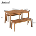 JVNOXK 3 Pieces Acacia Wood Table Bench Dining Set For Furniture With 2 Benches, Picnic Beer Table forPatio,Garden, Natural