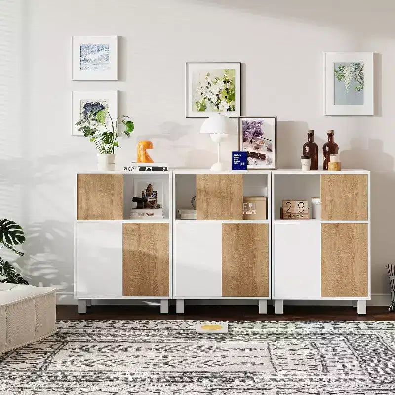 Buffet Sideboard Cabinet with Storage, Cabinets with Sliding Barn Door, Adjustable Shelves, Storage Cabinet for Entryway Dining Living Room