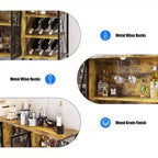 Mobile bar industriale con portabottiglie e mensole