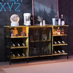 Mobile bar industriale con portabottiglie e mensole