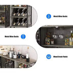 Mobile bar industriale con portabottiglie e mensole