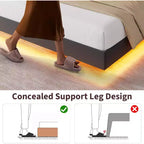 Struttura letto flottante con testiera contenitore, luci a LED e ricarica USB – Completo/Queen/King