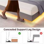 Struttura letto flottante con testiera contenitore, luci a LED e ricarica USB – Completo/Queen/King
