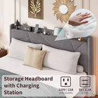 Struttura letto flottante con testiera contenitore, luci a LED e ricarica USB – Completo/Queen/King