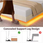 Struttura letto flottante con testiera contenitore, luci a LED e ricarica USB – Completo/Queen/King