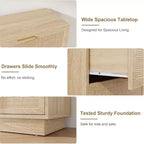 Cassettiera a 5 cassetti in rattan con struttura in legno