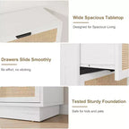 Cassettiera a 5 cassetti in rattan con struttura in legno