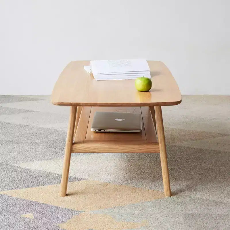 Tavolino da Caffè in Legno Massello di Rovere con Ripiano a Due Livelli – Disponibile nelle Misure 40x20 e 47x22