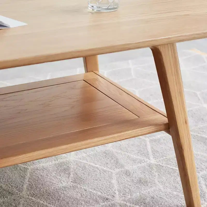 Tavolino da Caffè in Legno Massello di Rovere con Ripiano a Due Livelli – Disponibile nelle Misure 40x20 e 47x22
