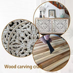 Mobile contenitore vintage da 59'' con 4 ante in legno intagliato e 2 ripiani
